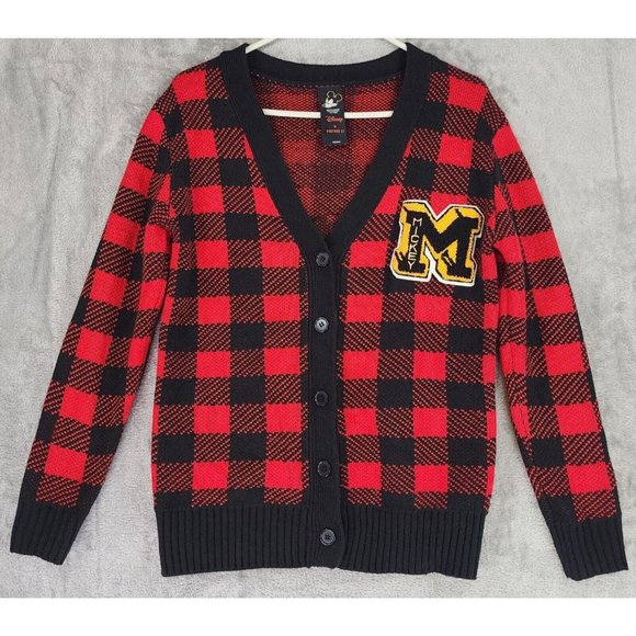 Disney X Forever 21 Mickey Mouse Sweater Womens Small Plaid Preppy Cardigan - Picture 2 of 12